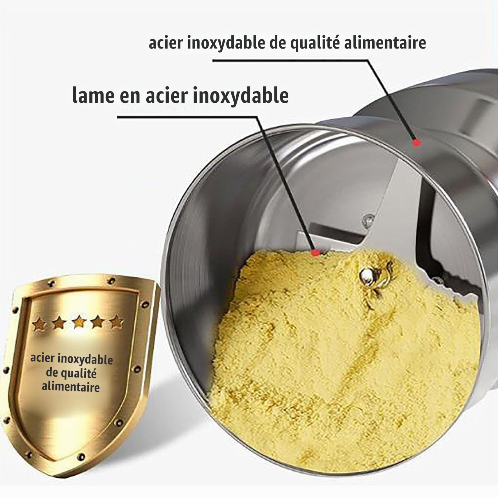 Moulin À Grains À Moteur, Broyeur À Grains Professionnel En Acier Inoxydable De 300 G, Broyeur À Grains Élevés, Machine À Farine De Vanille, Pour Moudre Les Céréales Et Les Racines