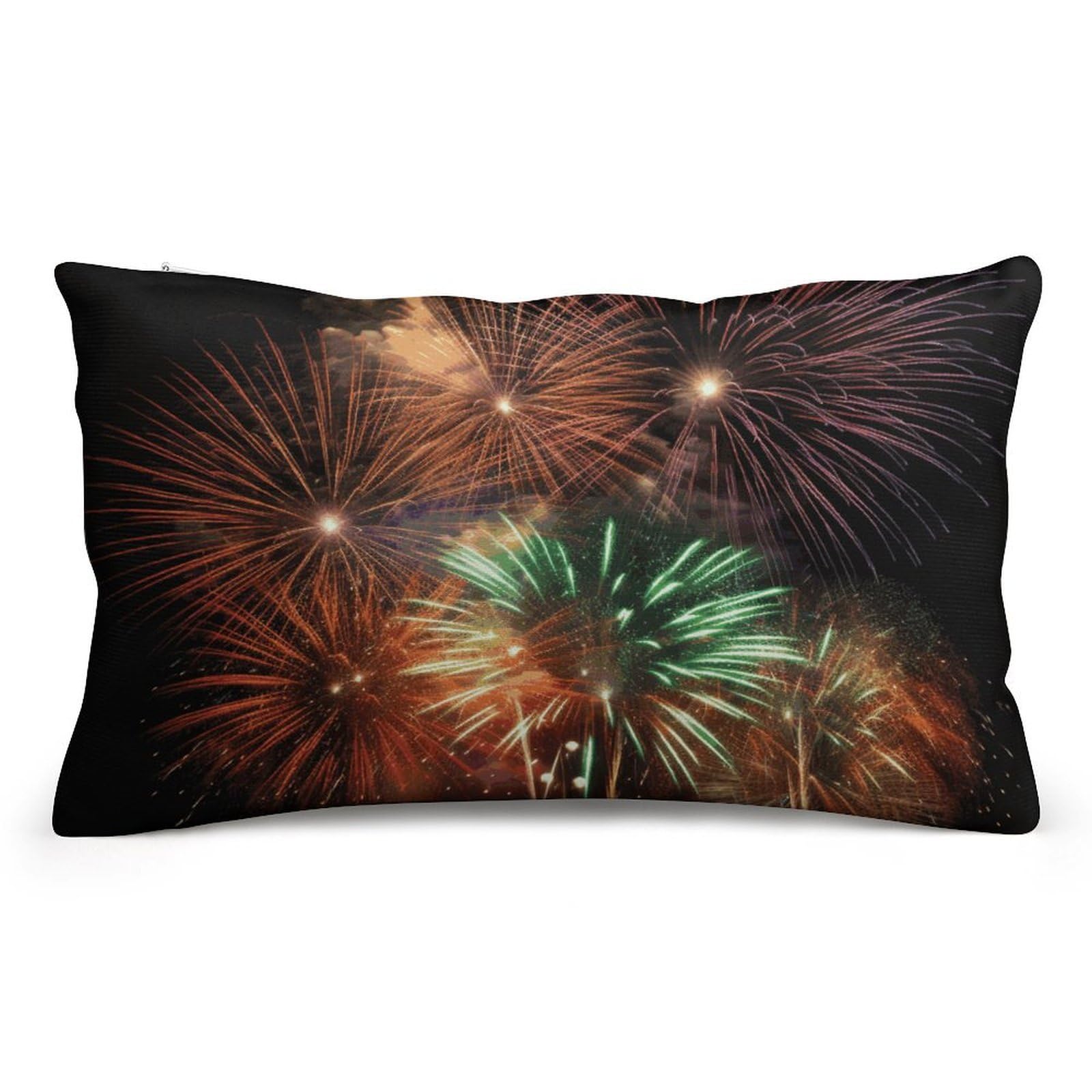 FodPand Decorative Throw Pillow Covers 8x12 Short Plush Splendid Fireworks Body Pillowcase Cushion Cases with Invisible Zipper Rectangle Lumbar Pillow Shells for Sofa Couch Chair Bed Home Decor