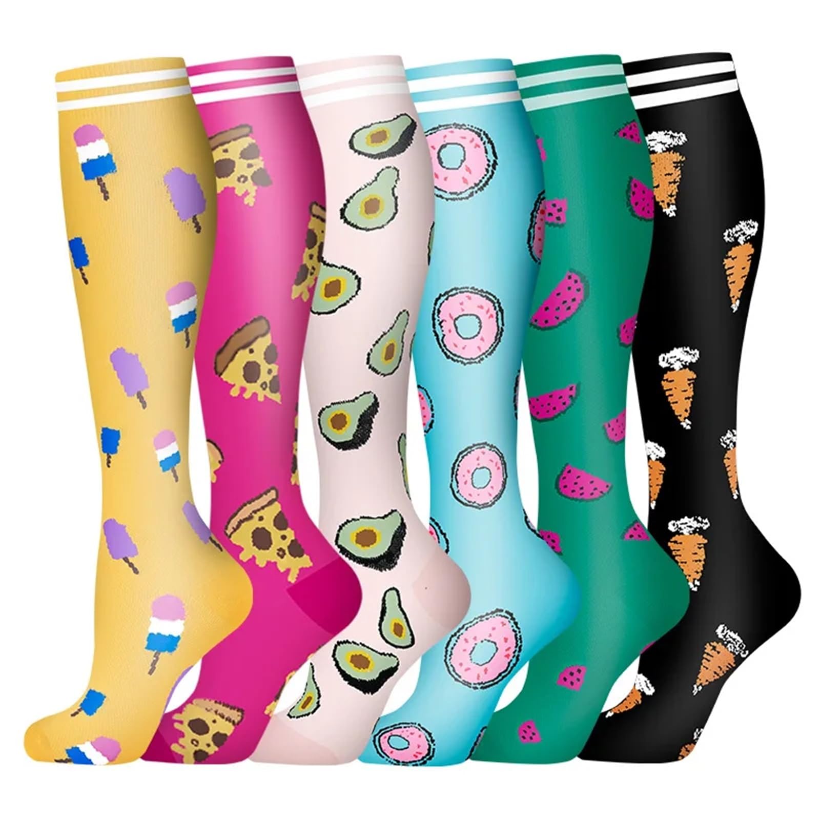 Calcetines de compresión for ciclismo deportivo al aire libre, medias elásticas for comprimir, calcetines de pierna con presión for enfermera, venas varicosas hinchadas, 3/6 pares