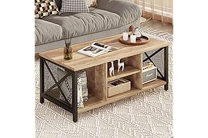 FATORRI Luxe Tan Coffee Table: Rustic Charm for Your Living Room