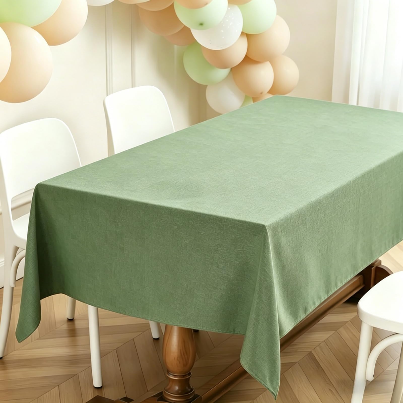 Mantel Mesa Rectangular 85 x 390 cm Impermeable y Lavable Mantel Poliéster Durabilidad y Fácil Limpieza para Comedor, Cocina, Cumpleaños, Festivos, Fiesta, Picnic, Verde Claro