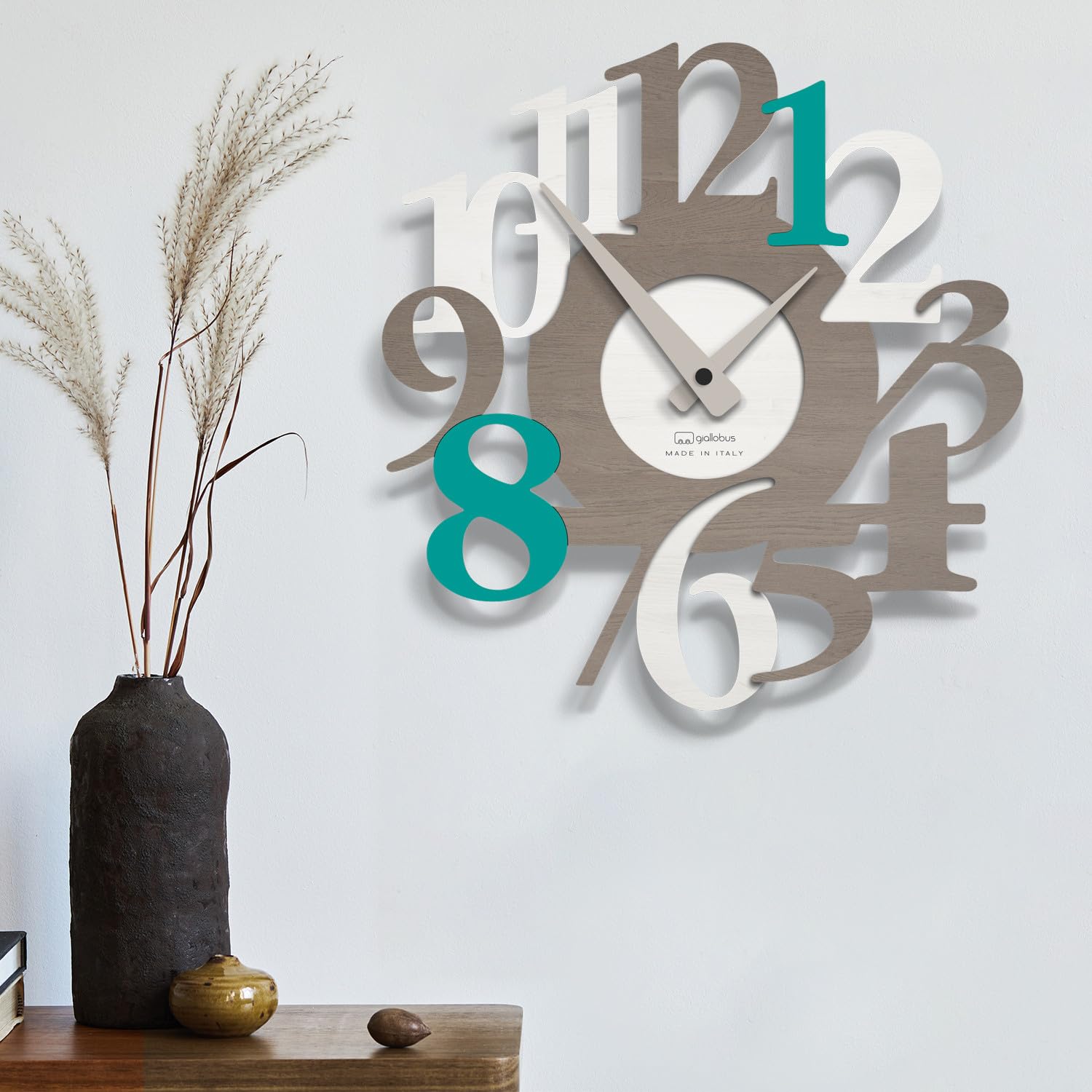 Giallobus - Orologio Bilay - Carved - Legno Mdf - Premium 60x60cm - 11 - Boat - Artigianale Made in Italy - Silenzioso - Idea regalo - Moderni doppio livello