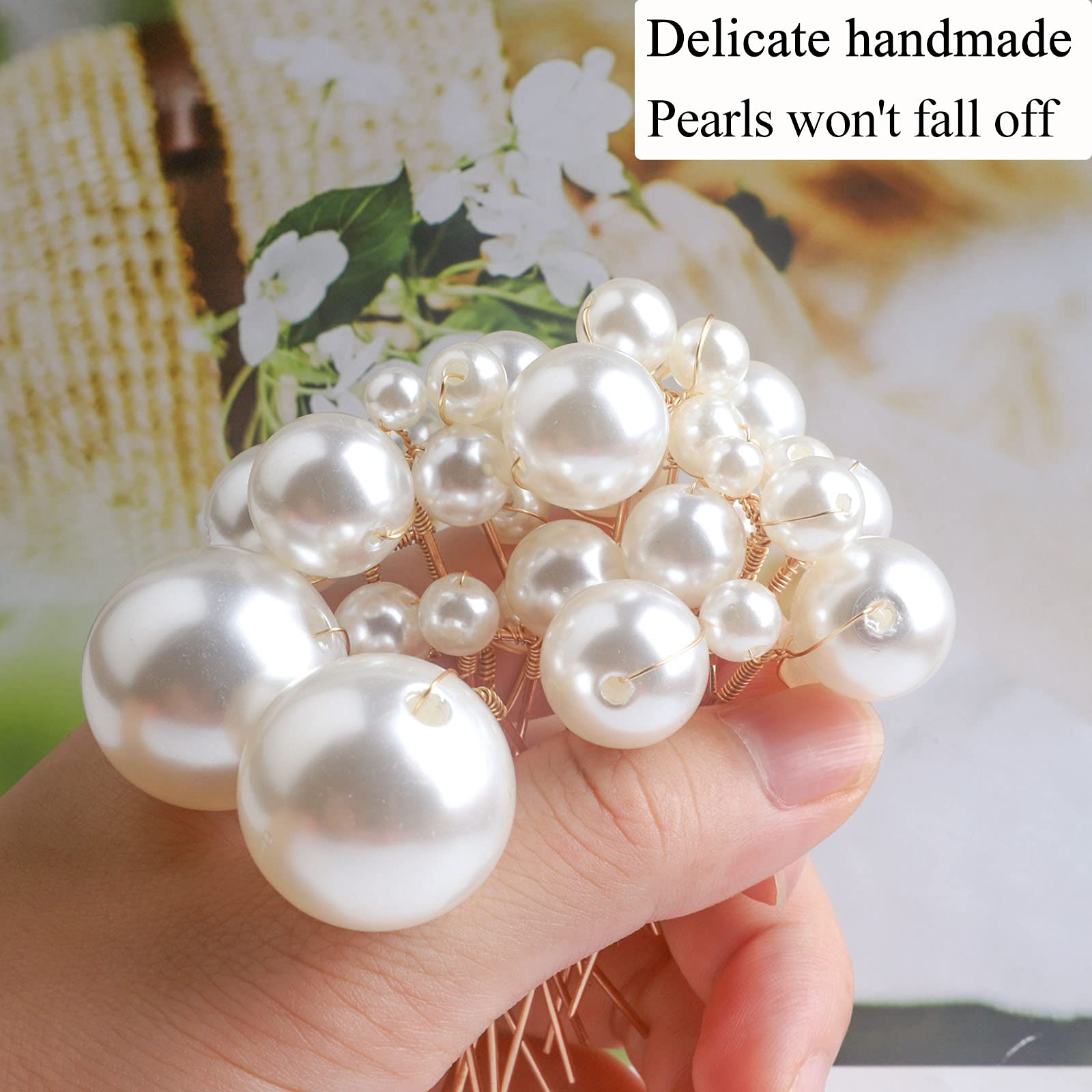 Forcine per capelli da sposa con perle (12 pezzi) - accessori per capelli a forma di U per donne da sposa (oro)