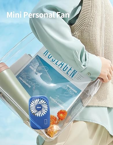 Miniatura 5 de Aluan - Ventilador de mano con batería recargable de 3 velocidades ajustables, potente ventilador portátil con soporte