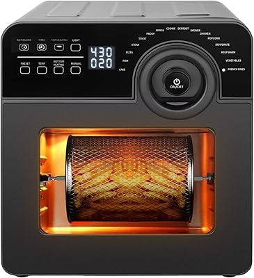 Schloß Multifunction Air Fryer, 8-in-1 Large Toaster Combo for Family, 16 Multi-Functional Powerful Convention Oven with Rotisserie and Dehydrate, Touch and Knob Control, Free Recipe, 15Qt, Black