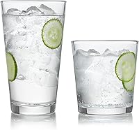 Libbey Preston 16-Piece Tumbler & Rocks Glass Set: 8x16oz Coolers + 8x13oz Rocks - Durable Everyday Drinkware for Parties