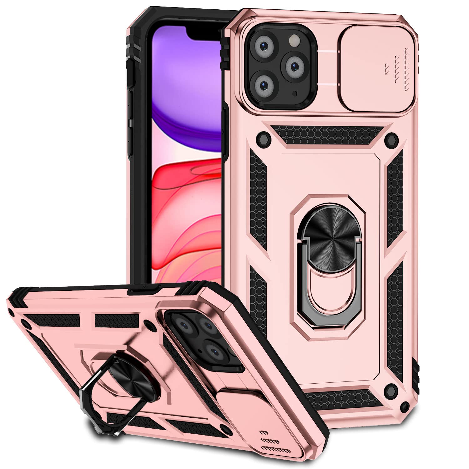 Hitaoyou iPhone 11 pro Case with Lens Protection, iPhone 11 pro Case with Camera Cover & Kickstand Military Grade Shockproof Heavy Duty Protective