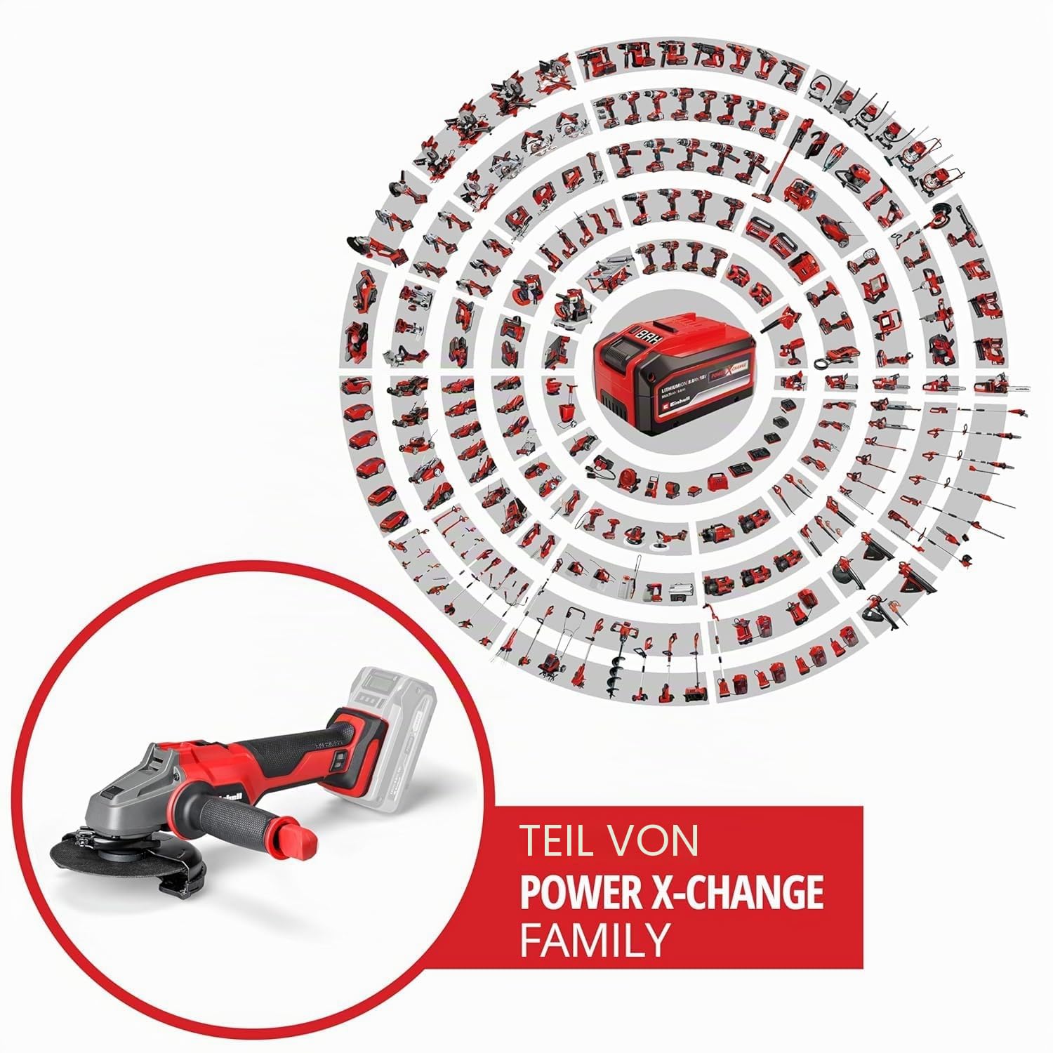 Einhell Professional Akku-Winkelschleifer AXXIO 18/125 Power X-Change (18 V, 700 W, 125 mm Scheiben-Ø, 33 mm Schnitttiefe, Brushless, Softstart, ohne Trennscheibe, ohne Akku)