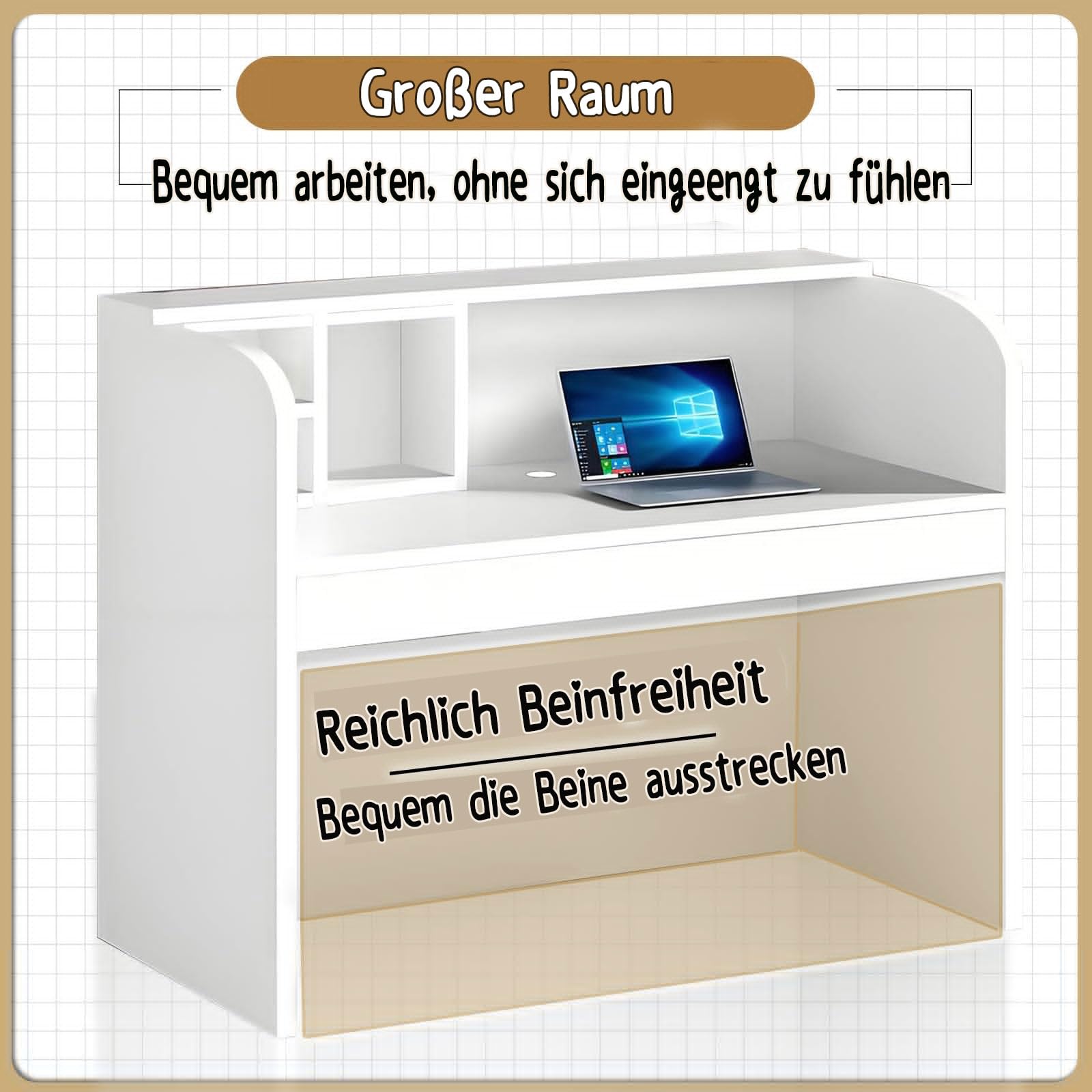 LINLIUA Empfangstheke Rezeption Klein Kosmetikstudio, Rezeptionstheke Modern Holz mit Ablage für Büro und Empfang, Platz Sparen, Einfach zu Montieren, für Büro Hotel Weiß 80 * 50 * 110cm