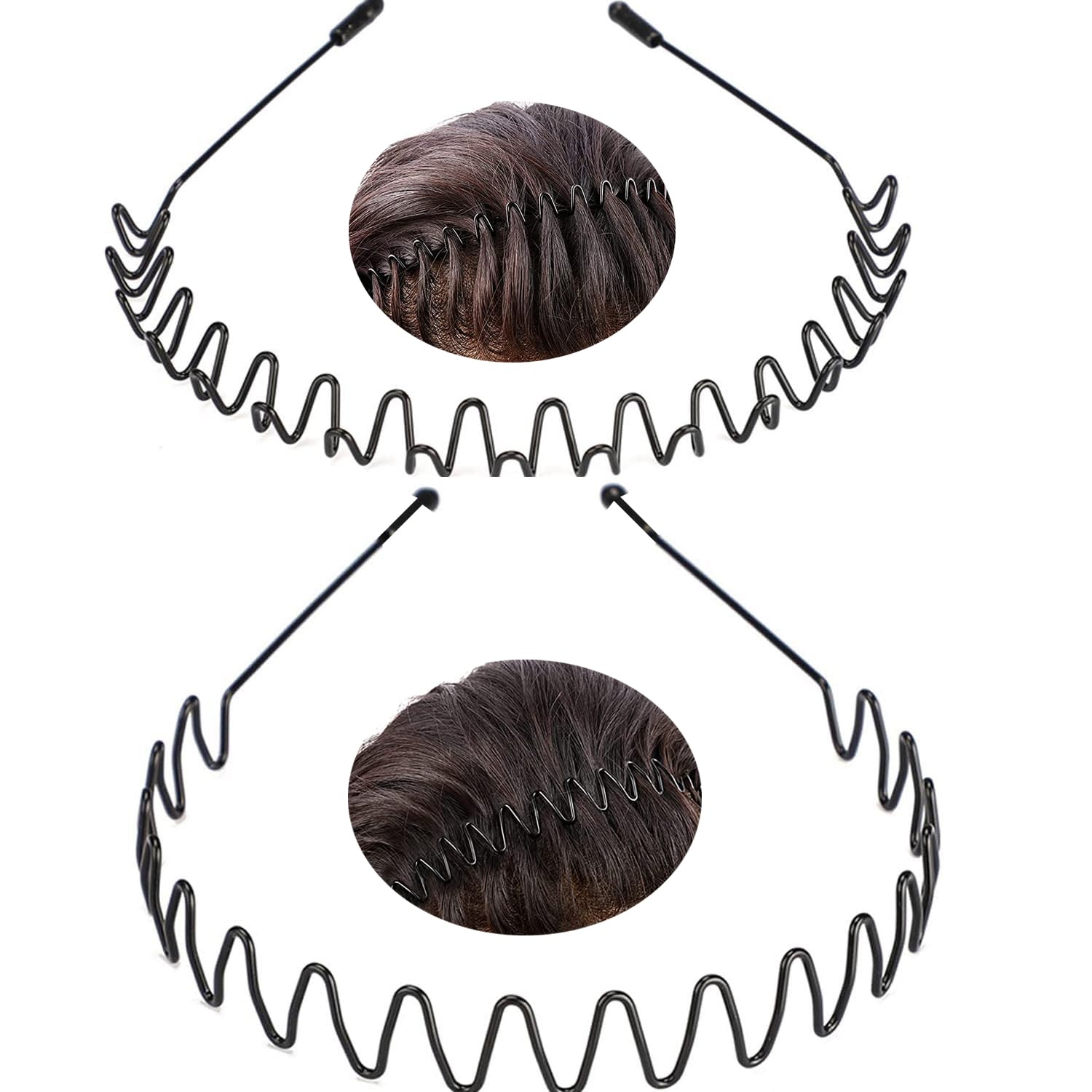 Flysales® Metal Hair Band for Women Men Daily Use 2 Pack Black Spring