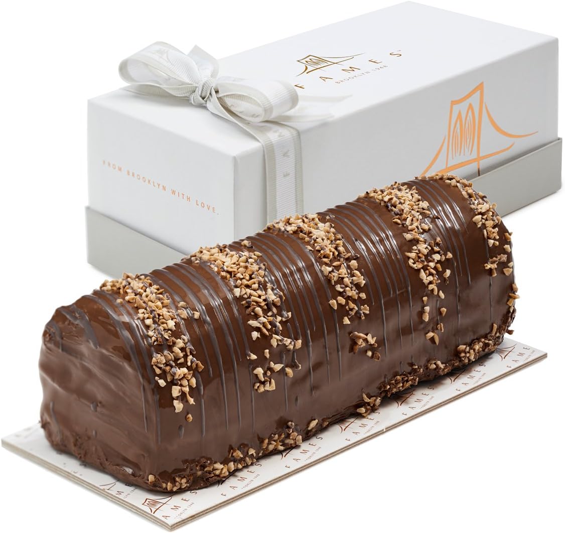 Fames Chocolates Halva Chocolate Log – Kosher Chocolate Covered Zebra Halvah Log, Deluxe Gift for Wedding Anniversary, Newly Engaged or Corporate Gifting.