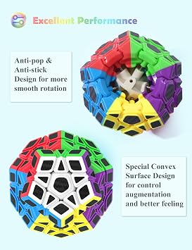 ROXENDA Dodecahedron Cube, Pentagon Speed Cube - Easy Turning & Smooth Play (Carbon Fiber)