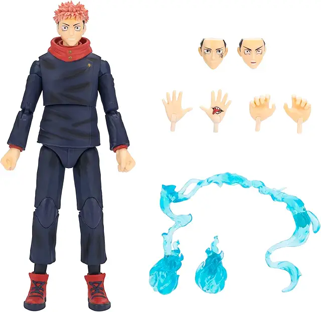 Jujutsu Kaisen Yuji Itadori Actionfigur - 16,5 cm mit austauschbaren Gesichtern und Effekten
