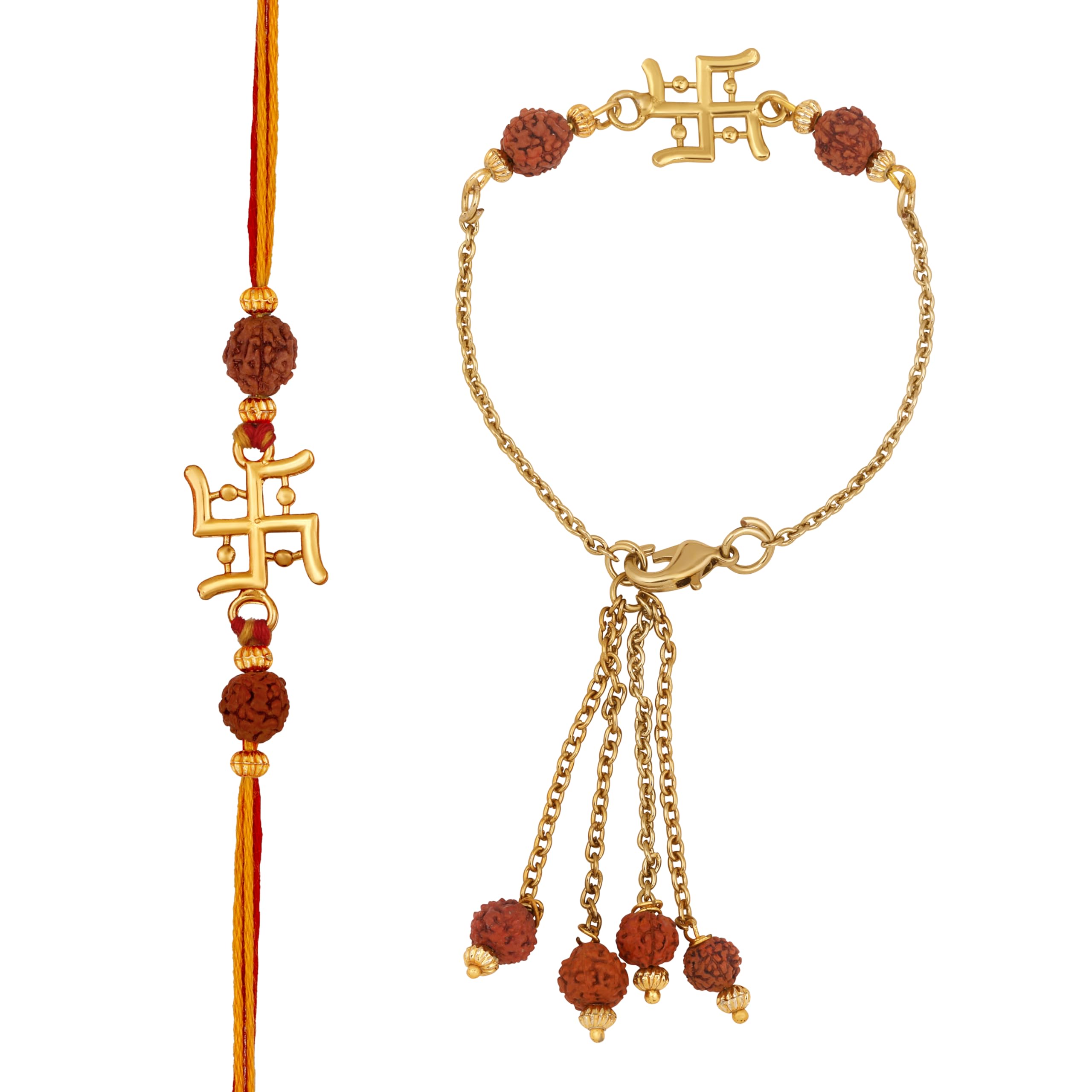 Mahi Swastik Lumba and Brother Rakhi Set for Bhaiya and Bhabhi (RCOL1105676G) 1