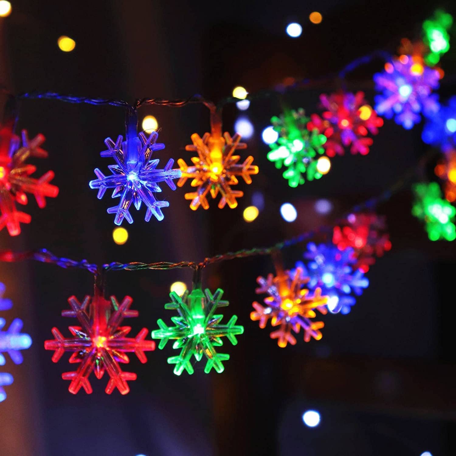 HOME BUY Snowflake String Lights, Christmas tree decoration Hanging Light with 25 led snowflake Decoration for Diwali, Christmas, Wedding, Party, Warm White (snowflake multi)