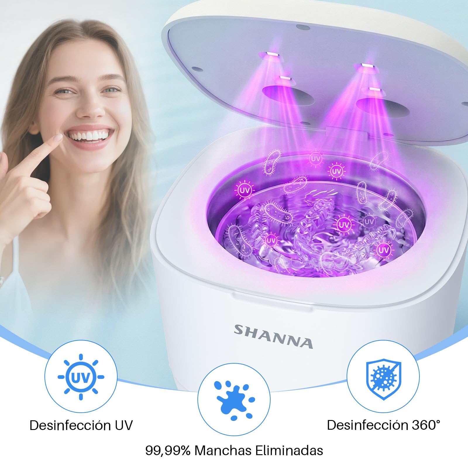 Limpiador Ultrasonidos Dental, 47KHz Limpiador Ferula Dental, 200ml Limpiador Retenedor Dental, Dental Pod Cleaner para dentaduras postizas, alineadores, aparatos ortopédicos, joyas
