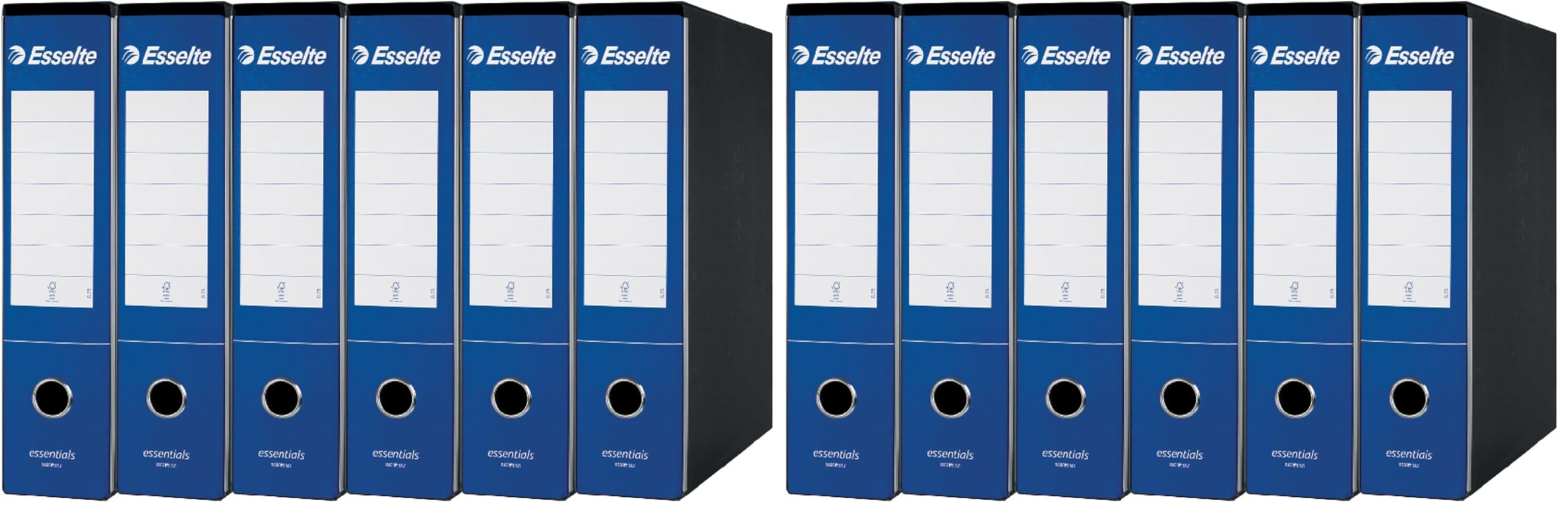 Esselte ESSENTIALS G75 Registratore con Custodia, con Meccanismo a Leva, in Formato Protocollo, 23x33cm, con Dorso da 8 cm, Blu, Conf.da 6 pezzi, 390775050 (Confezione da 2)