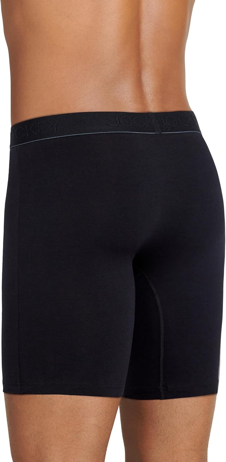 Jockey Men's Underwear Chafe Proof Pouch Cotton Stretch 8.5" Long Leg Boxer Brief - 3 Pack - Image 3
