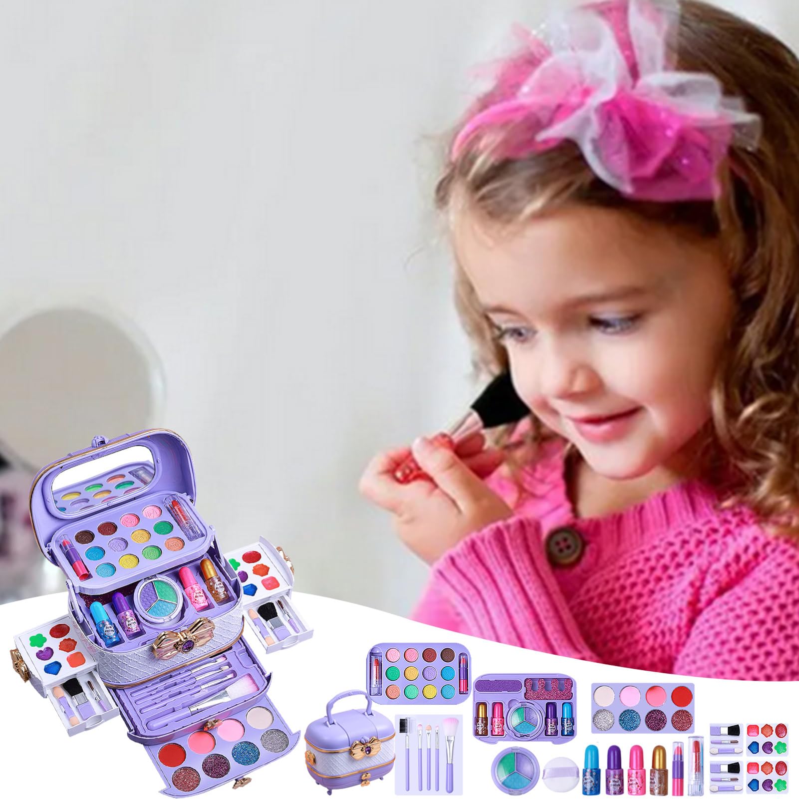 Princess Toys - Set di trucchi per bambini, giocattolo lavabile per | bambine, set di cosmetici realistici - Pretend Play 57X, set di cosmetici per bambini, sicuro e lavabile, per giochi di compl