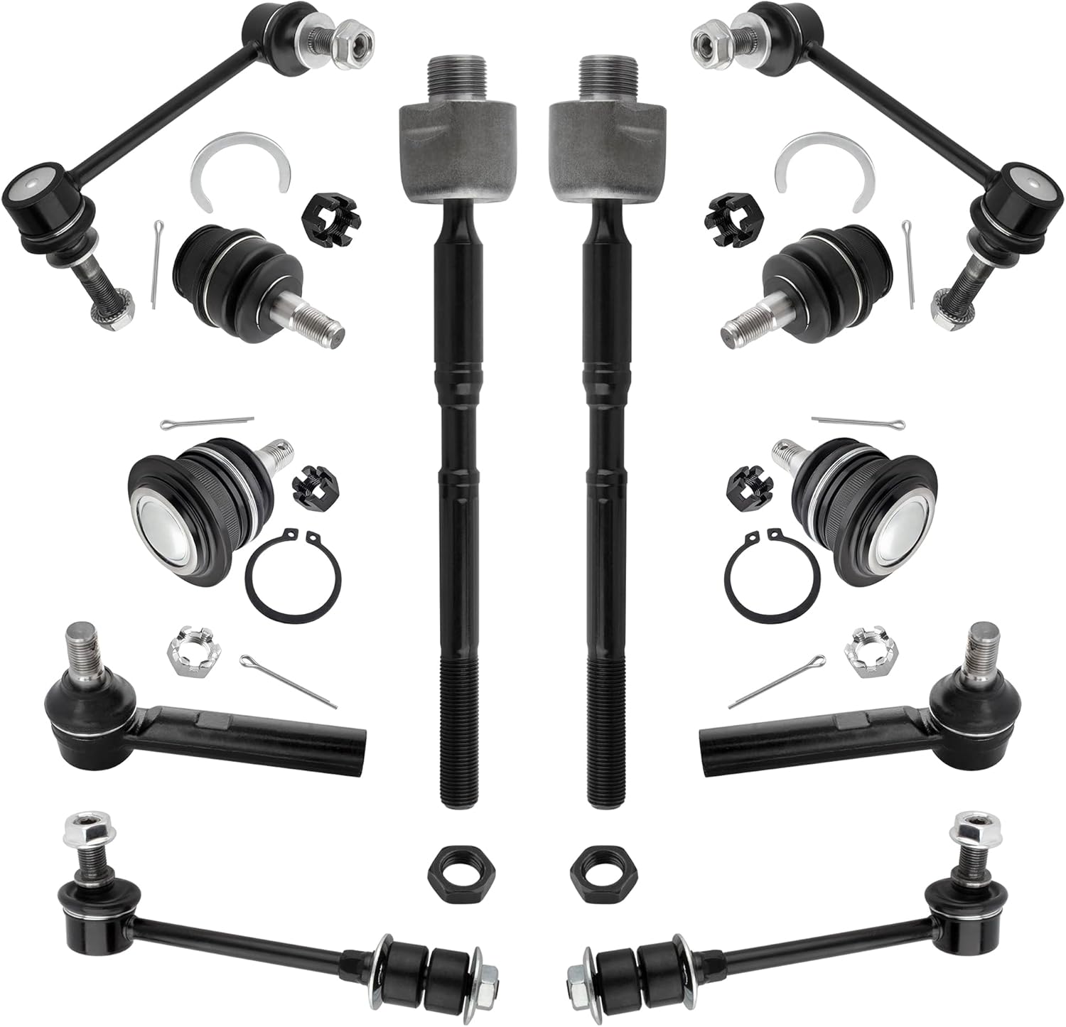 12Pc Front Inner Outer Tie Rod Lower Upper Ball Joint + Front Rear Sway Bar Fit For Lexus GX470, For Toyota 4Runner, For Toyota FJ Cruiser K500018 K500017 K90677 K90683 K80469 ES80378 EV80379