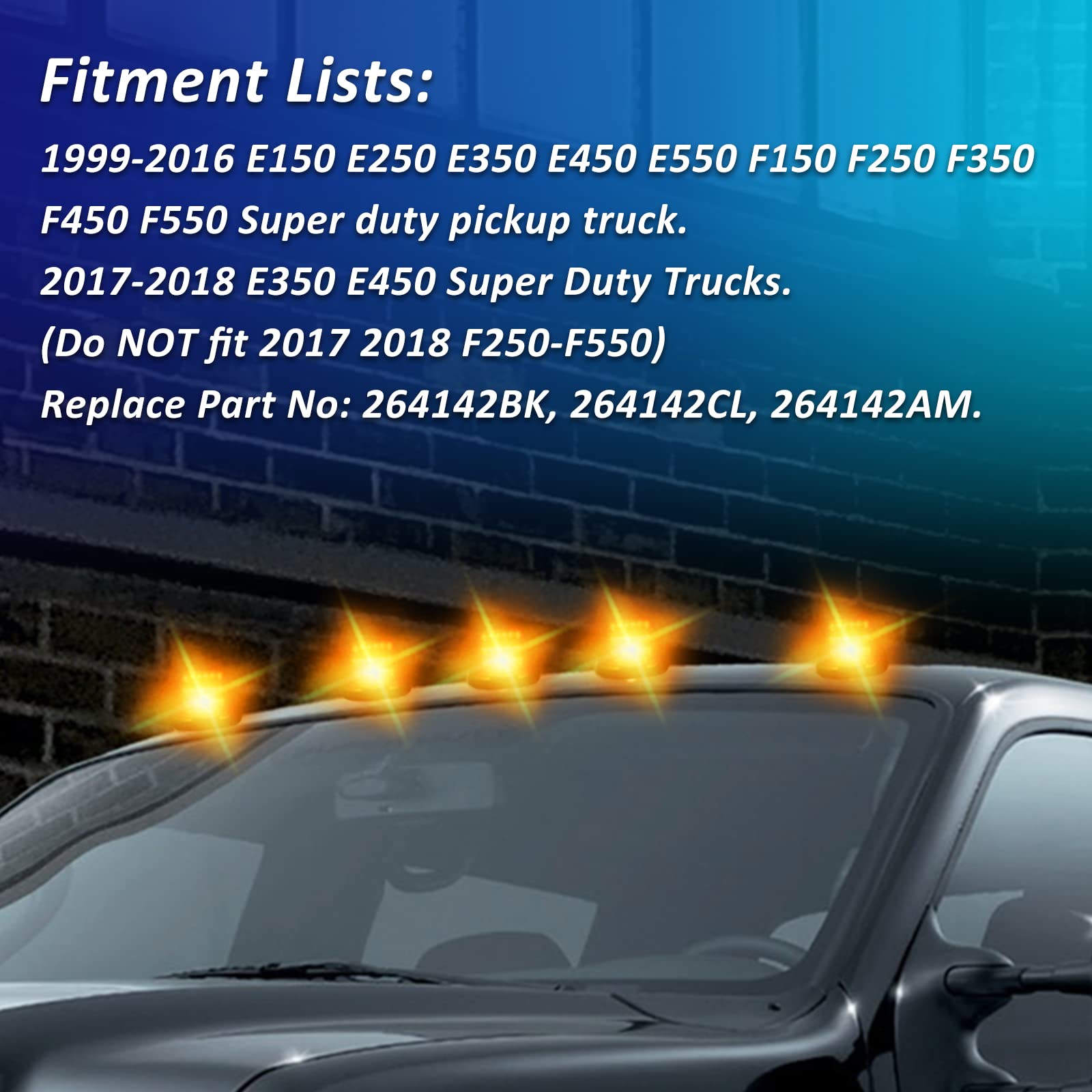 D-Lumina Amber Lens LED Cab Roof Marker Lights For Moldova