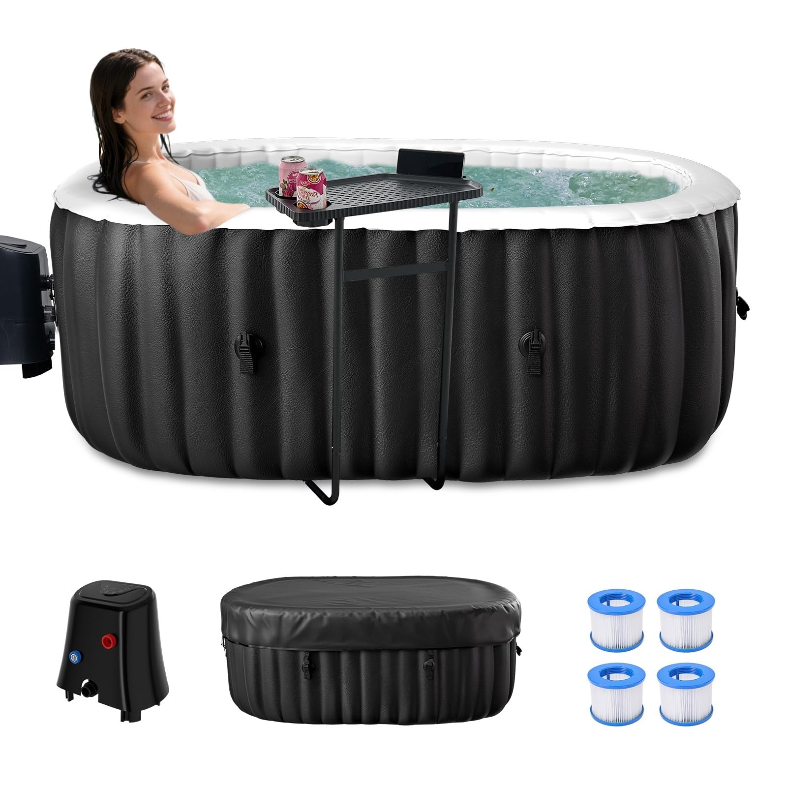 DoCred Inflatable 1-2 Person Oval Hot Tub