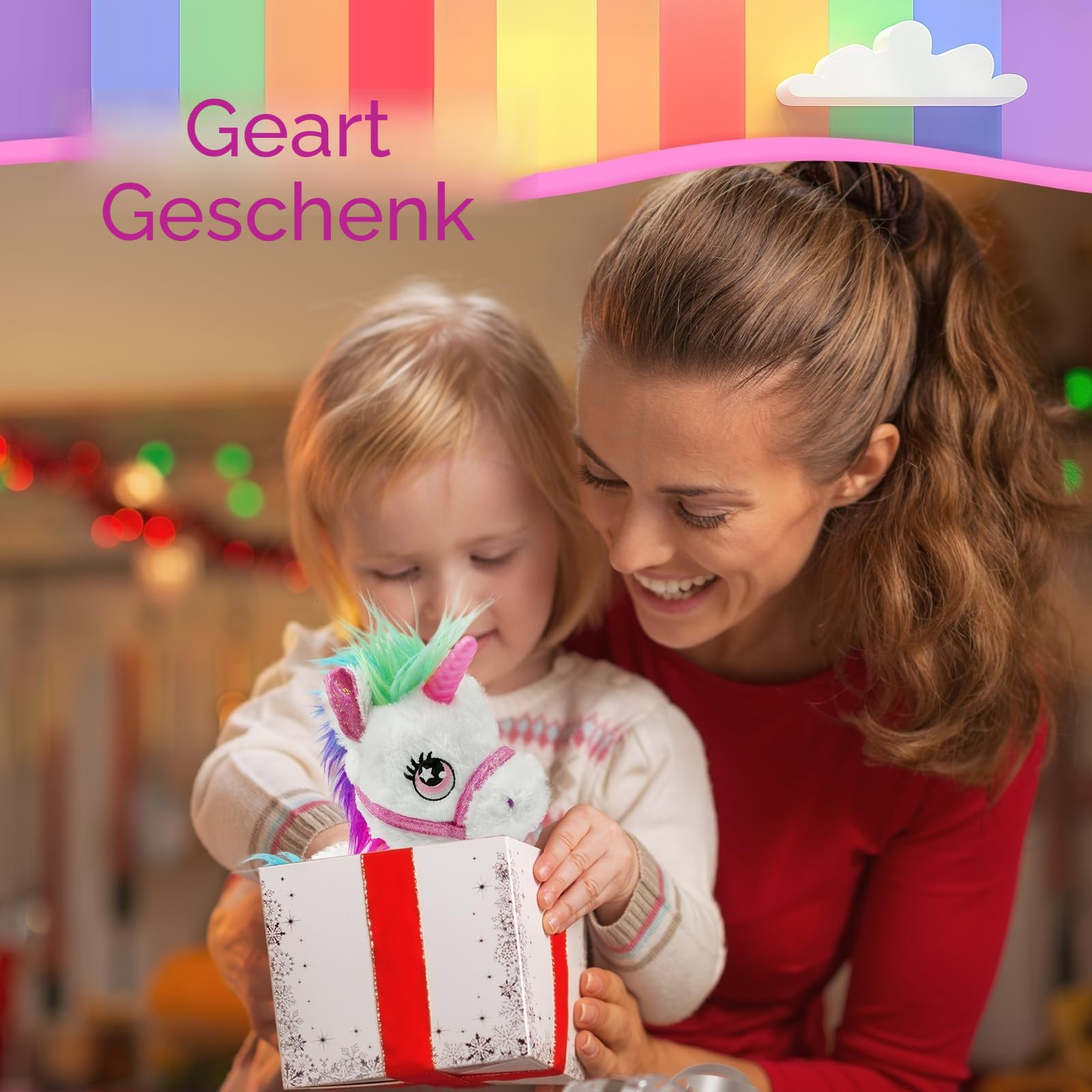 YH YUHUNG Laufendes Einhorn Spielzeug mit Leine, Interaktives Plüschtier Pony mit Licht & Sound, Elektronisches Haustier, Geschenk für Mädchen 3 4 5 6+ Jahre