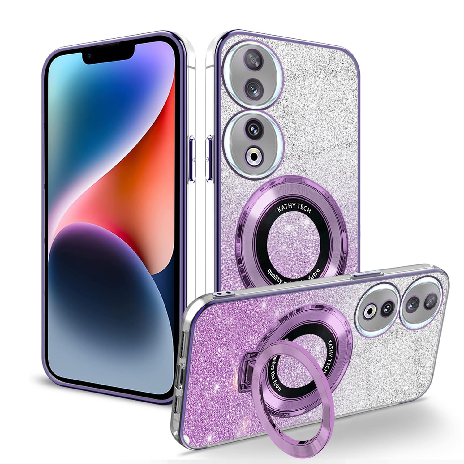 Wousunly Compatible with Honor 90 Smart/Honor X7B Case Clear Glitter