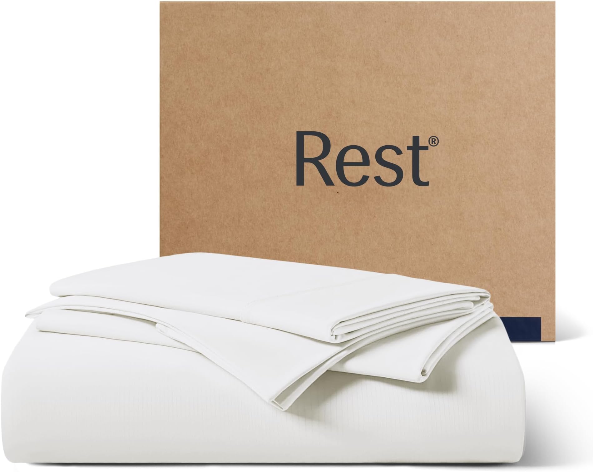 REST® Evercool®+ Starter Sheet Set, King, White, Breathable Bed Sheets for Hot Sleeper and Night Sweats, with Pillowcases, with Ionic+ Self-Cleaning Silver Yarn for Sensitive Skin, 3PCS No Flat Sheet