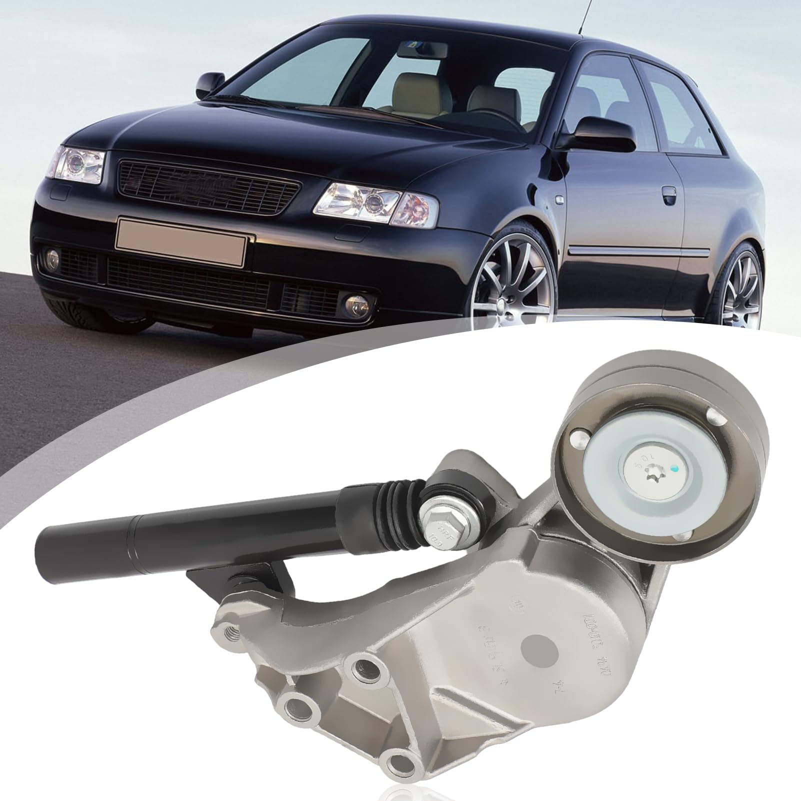 Poleas tensora para A3 8L1 6K1 6K2 6K5 Ibiza II Leon 1M1 Toledo II 1M2 Octavia 1U2 B0ra 1J2 1J6 9K9A Golf 1J1 1J5 New Beetle Polo Diesel 1.9L 1996-2010 Polea tensora de correa trapezoidal 381