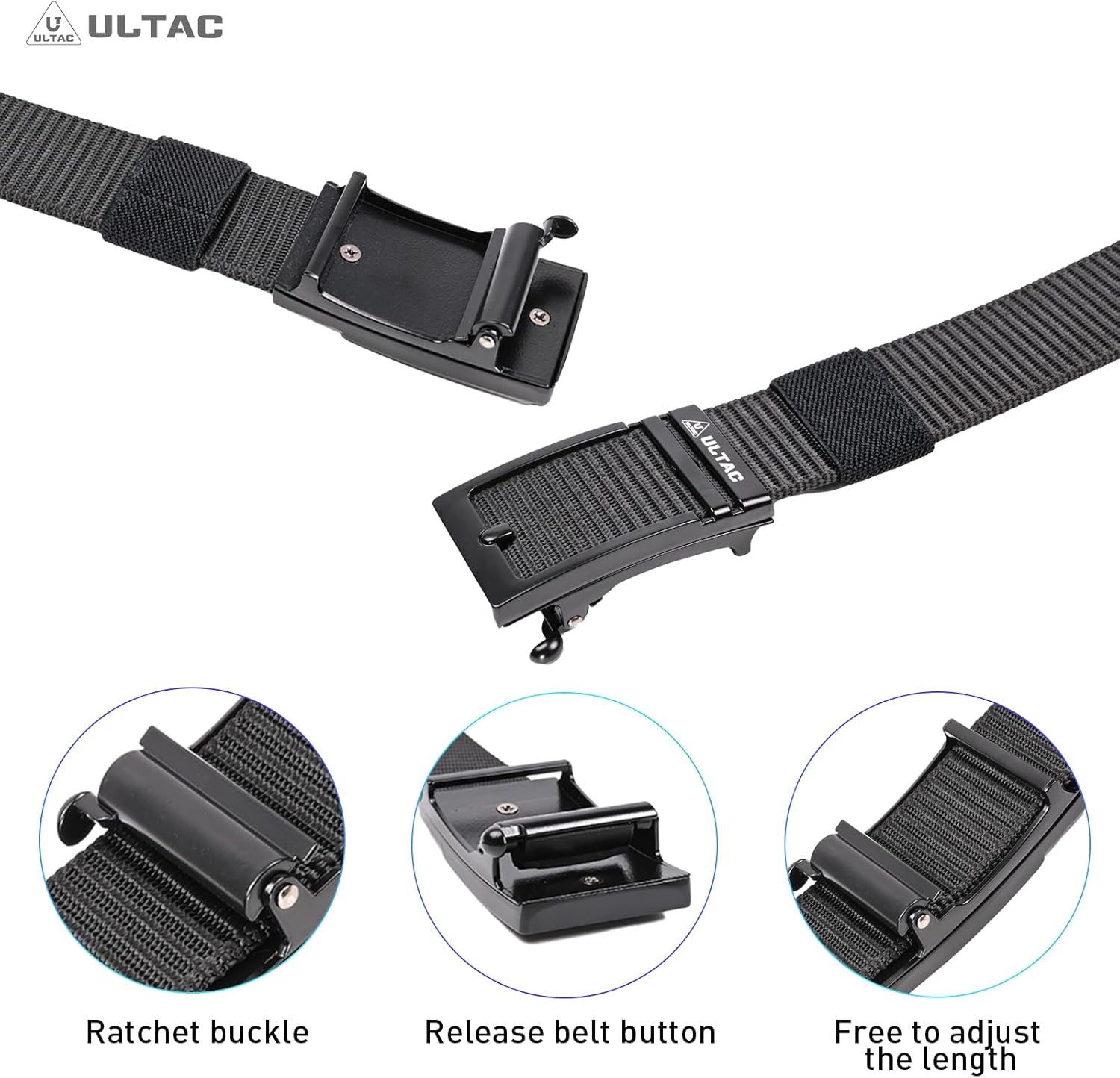 Concealed Carry Belt for Men,Ratchet Tactical Gun Belt-Nylon EDC CCW Work Belt with Automatic Slide Buckle - Image 3