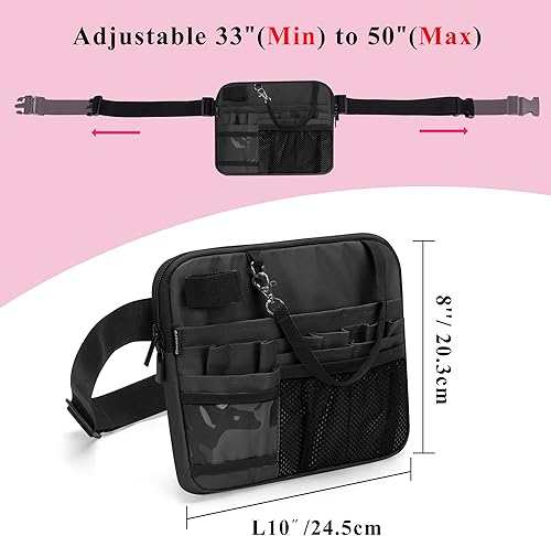 Miniatura 5 de Damero Riñonera de enfermera con bolsillos para equipo médico, bolsa de cintura para enfermera, cinturón de herramientas con soporte para cinta para