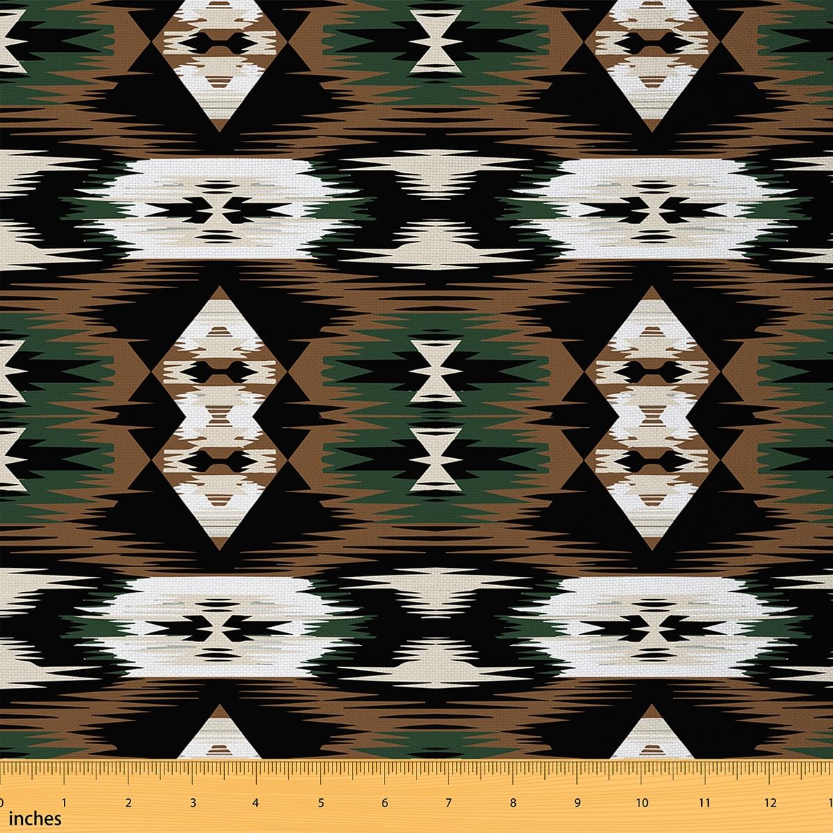 Erosebridal Southwestern Boho Fabric by The Yard Aztec Bohemian Waterproof Outdoor Fabric Mysterious Striped Art Upholstery Fabric Ethnic Tribal Beige Black Brown Green Decor Fabrics, 1 Yard