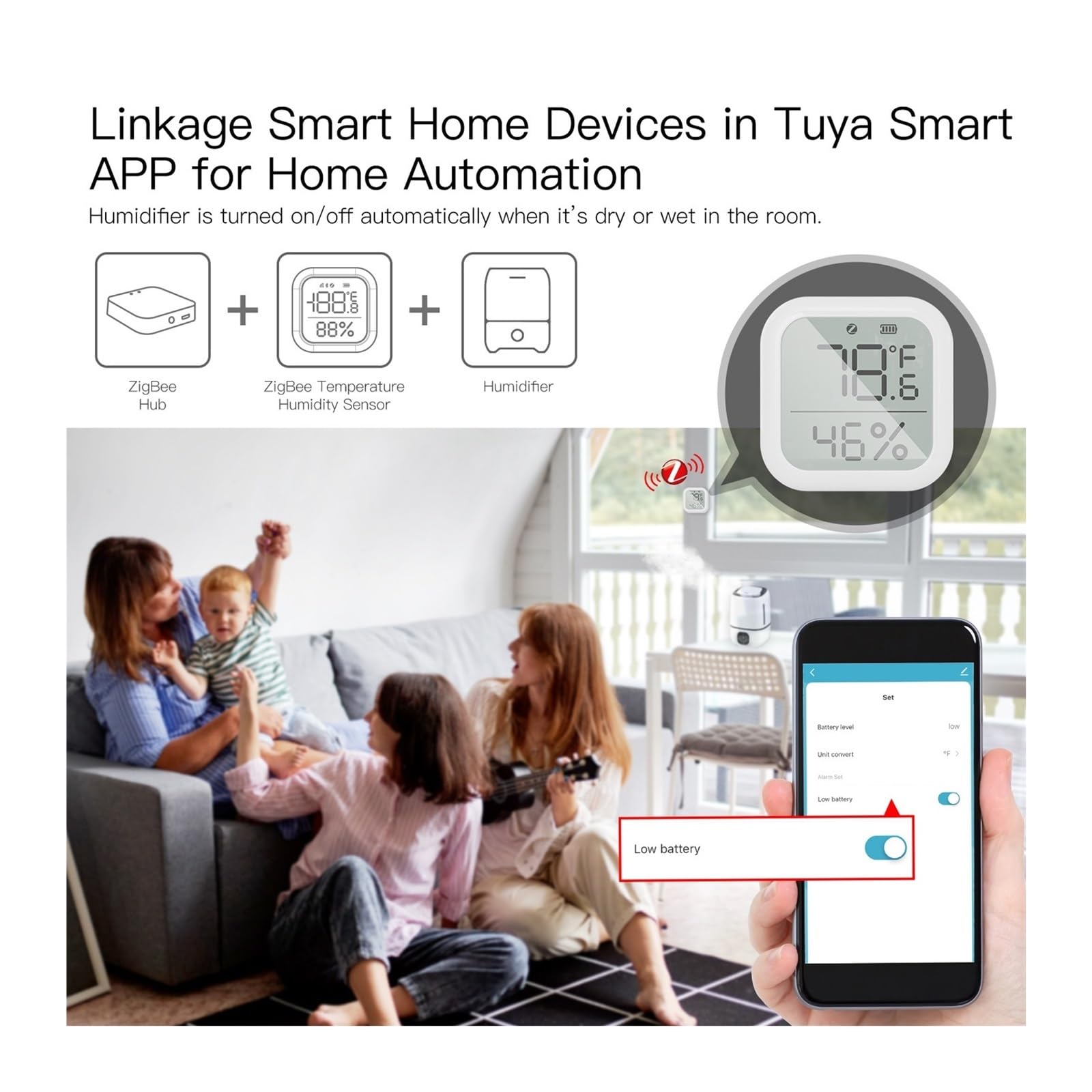 Inteligentny Czujnik Temperatury I Wilgotności Tuya Higrometr Wewnętrzny Z Cyfrowym Wyświetlaczem LCD Inteligentne Życie APP Zdalne Sterowanie DokłAdne I łAtwe Do Odczytania