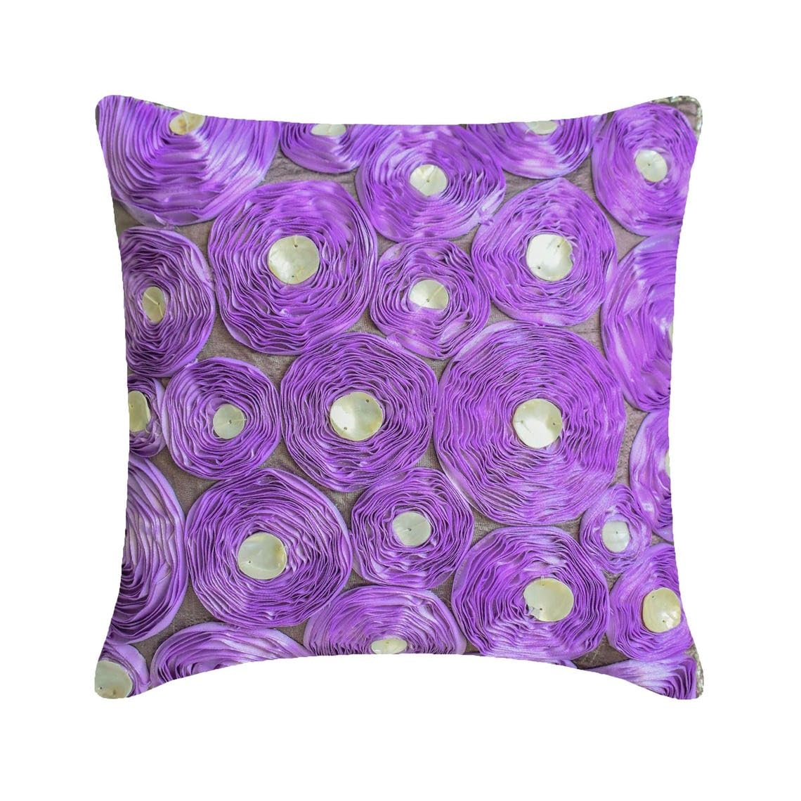 The HomeCentric Purple Cushion Covers, Ribbon Lavender Rose Flower Floral Theme Cushions Cover Cushion Covers Pack of 2, 40x40 cm (16"x16") Square Silk Cushion Covers Floral Modern - Lavender Roses โ image 1