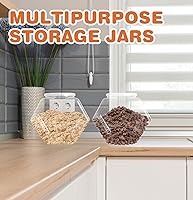 Vista 5 de 3 tarros de plástico para caramelos, tarros de galletas transparentes de 71 onzas para encimera de cocina, tarros de galletas hexagonales con tapas