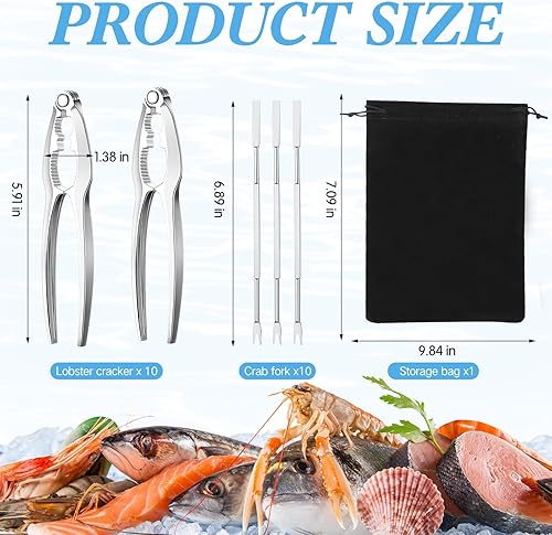 Miniatura 3 de Zhehao Juego de galletas y púas de langosta para fiestas de mariscos, suministros para cenas, herramienta de patas de cangrejo de acero inoxidable