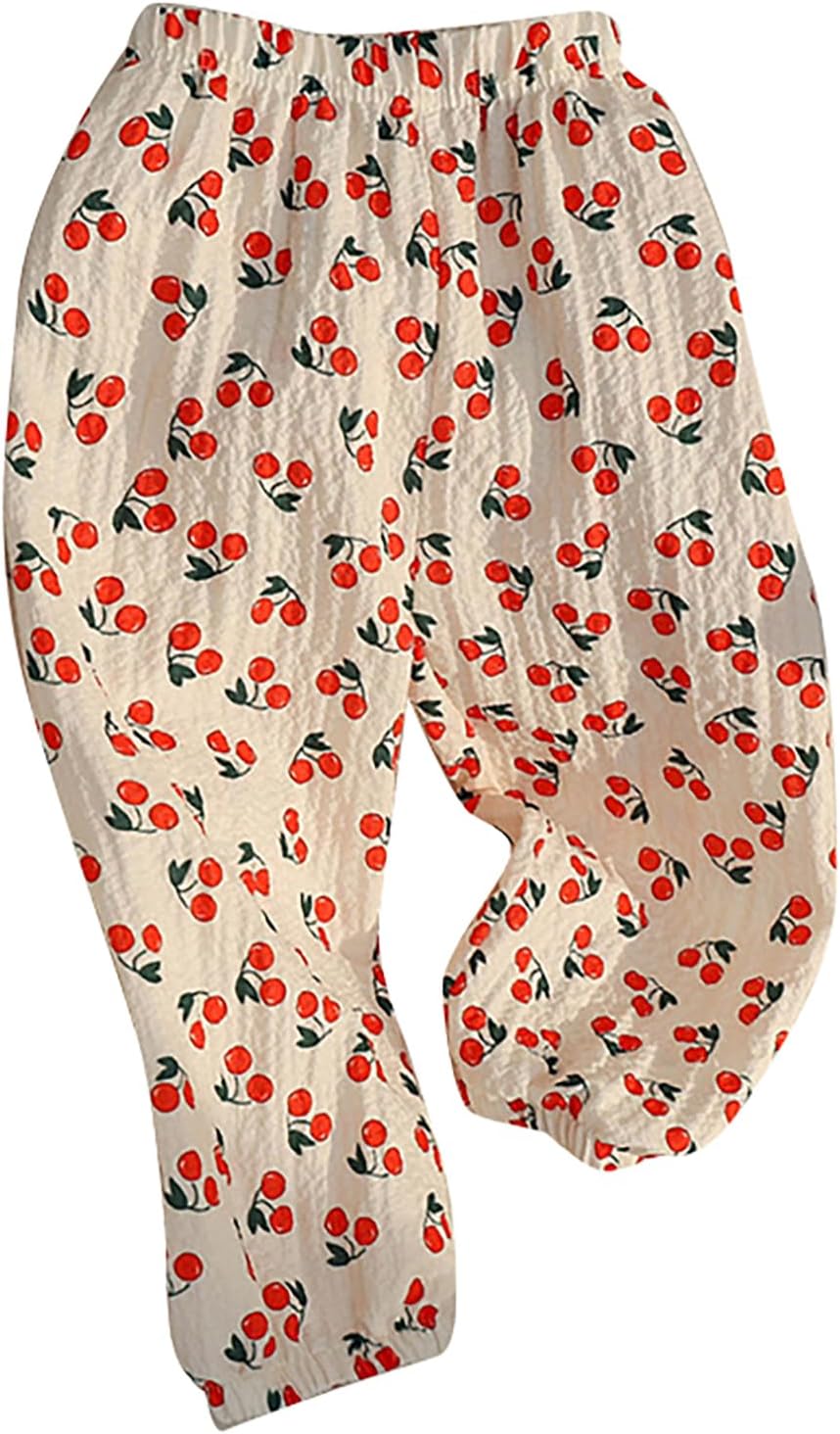 iiniim Toddler Baby Girls Cotton Linen Loose Pants Casual Ankle Trousers Loose Long Bloomers