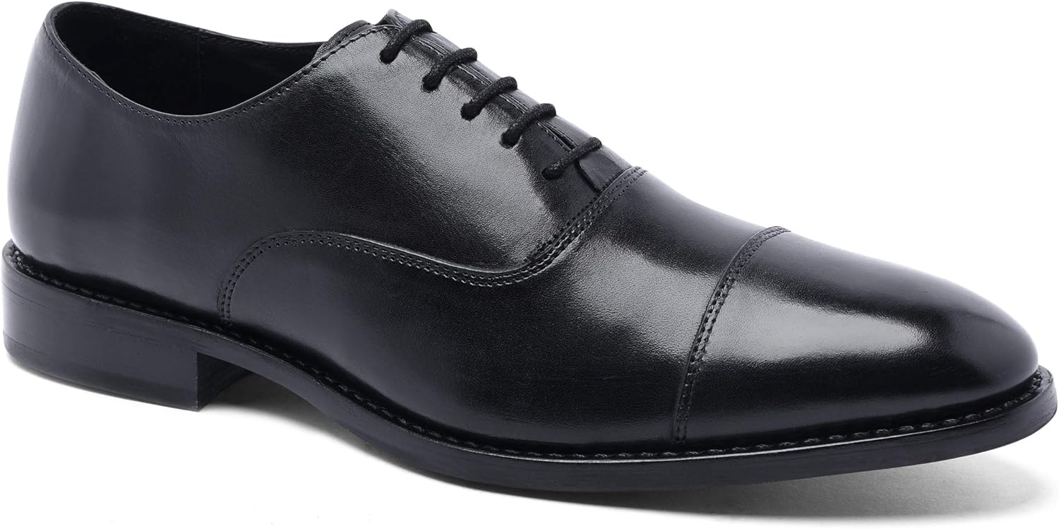 Anthony Veer Men's Dress Shoe Clinton Cap-Toe Oxford Full Grain Leather Goodyear Welted (Black, US 13 D)