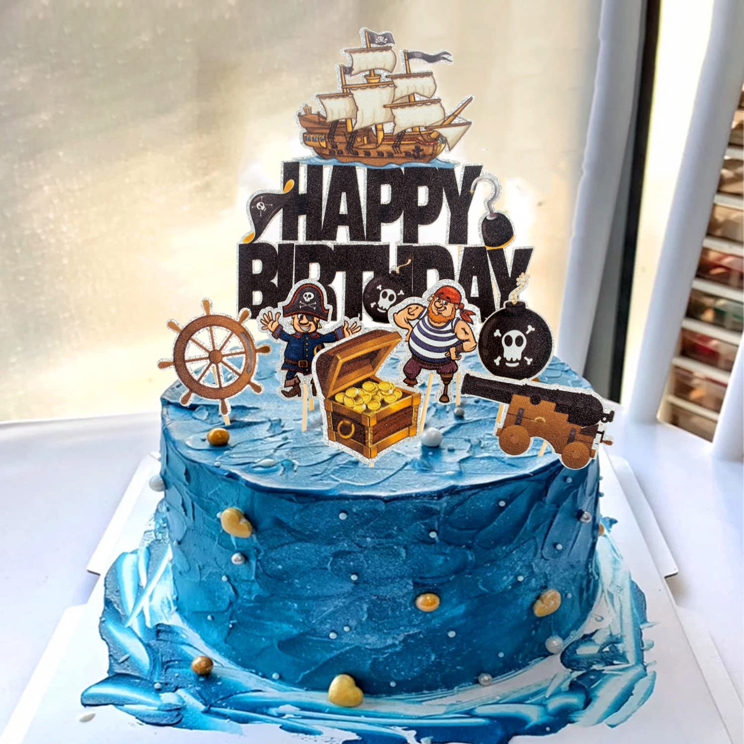 Decorazioni Torta Pirata Per Compleanno Bambini 1-5 Anni - Accessori Cupcake Festa A Tema - Foto 4