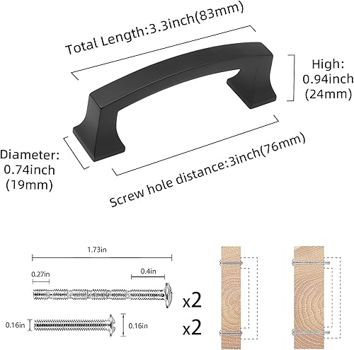 Miniatura 2 de COTYKILEY Paquete de 10 manijas de gabinete de latón cepillado de 3 pulgadas (2.992 in) de color dorado, tiradores de gabinete de cocina, manijas de