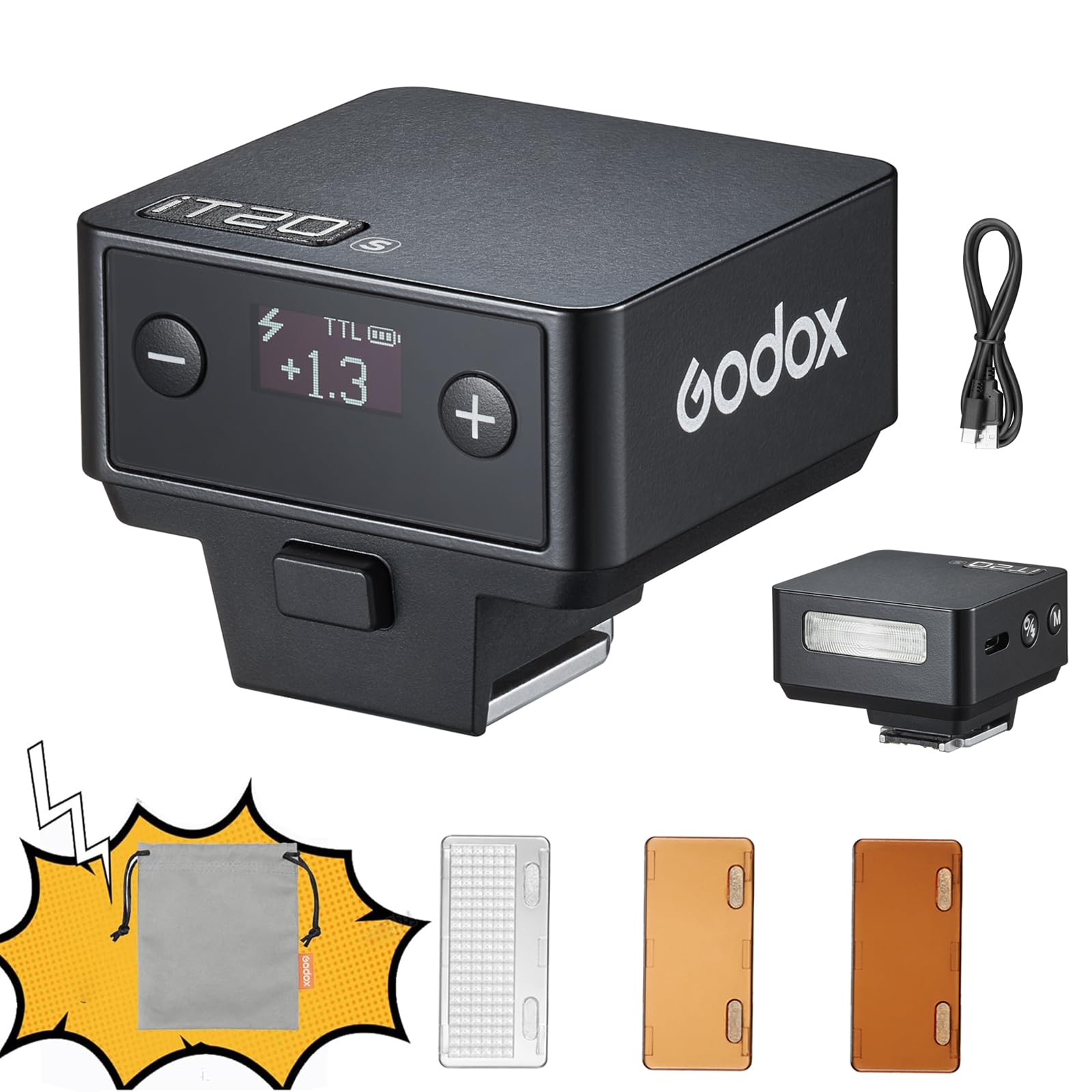 Godox IT20-R TTL Mini Flash For Ricoh GR III GR3, IT20R Compact On-Camera Flash, P-TTL Compatible, USB-C Rechargeable Battery, Magnetic Colour Filters Included - View #8