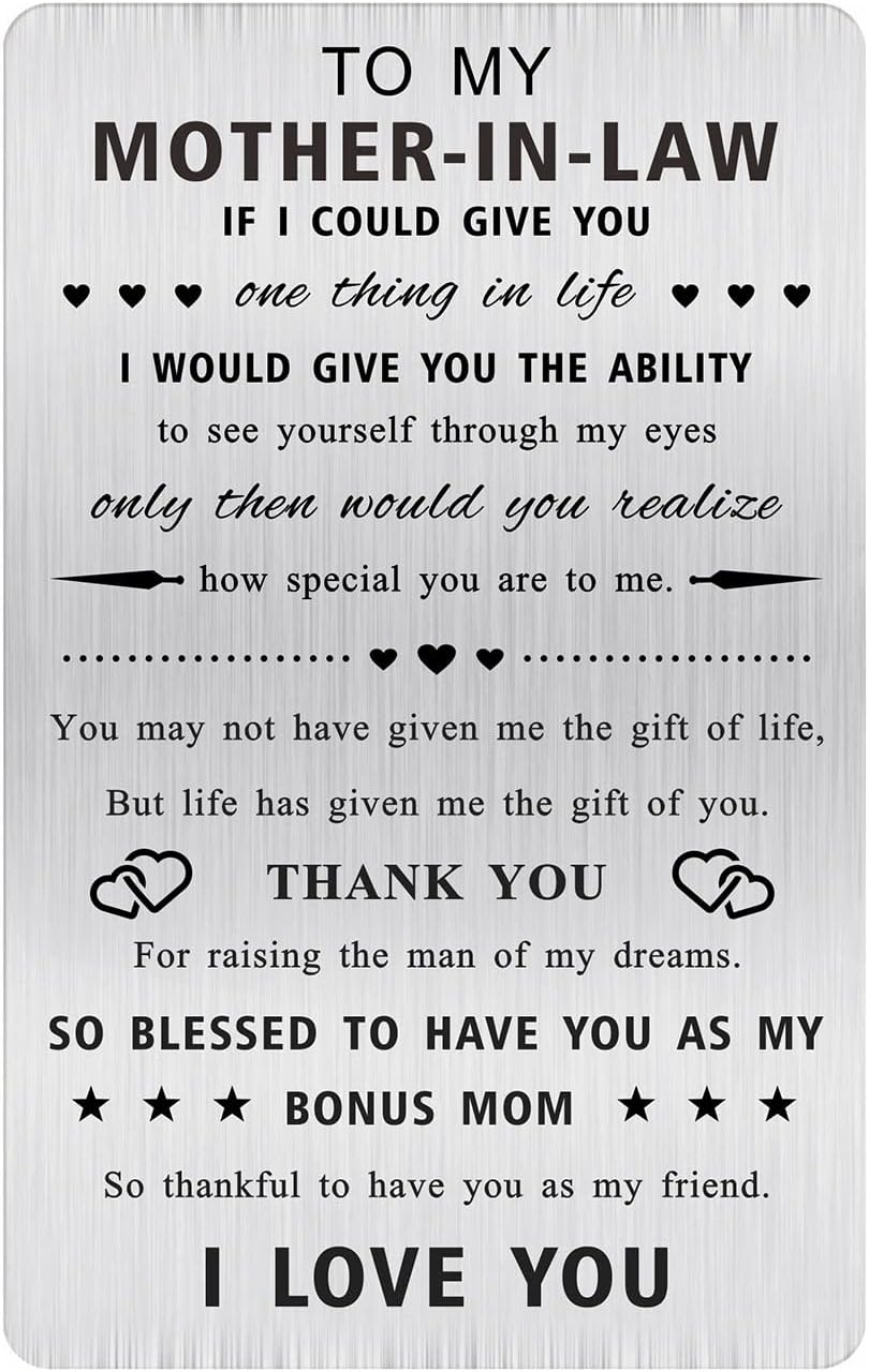 Alotozo Mother In Law Mothers Day Greeting Card - Engraved Wallet Card - Best Mother-in-Law Gift Ideas