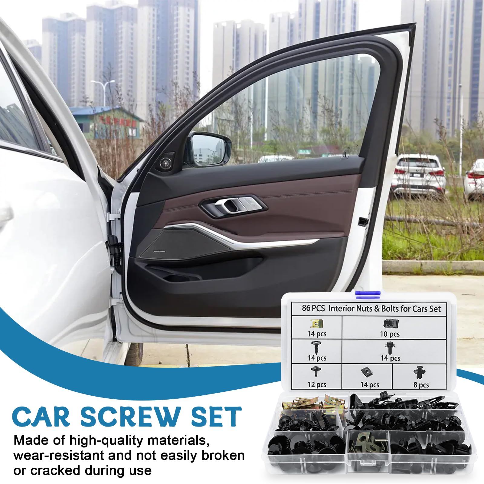 Mumjooyi Set di Viti per Carrozzeria da 86 pezzi Kit Assortimento di Vite per Autoveicoli e Auto U-Clips Fissaggio Metallo Viti per Carrozzeria per il Fissaggio e la Riparazione di Parti di Auto