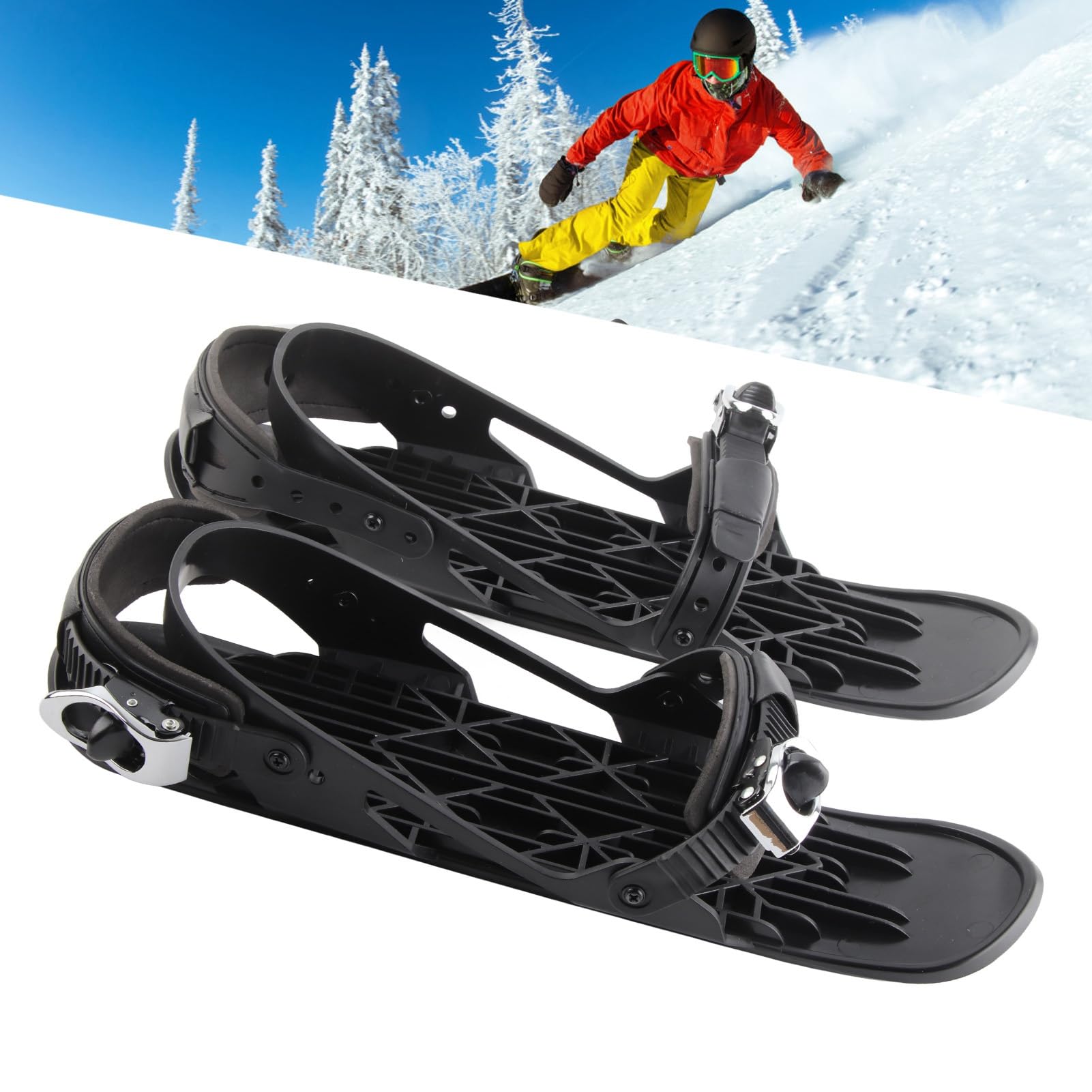 Mini Kurz Ski Skates für Schnee, Tragbare Schlittschuhe für Schnee Wintersport, Kurze Mini Skating Skischuhe, Kurze Snowskates, Snowblades, Skiboards