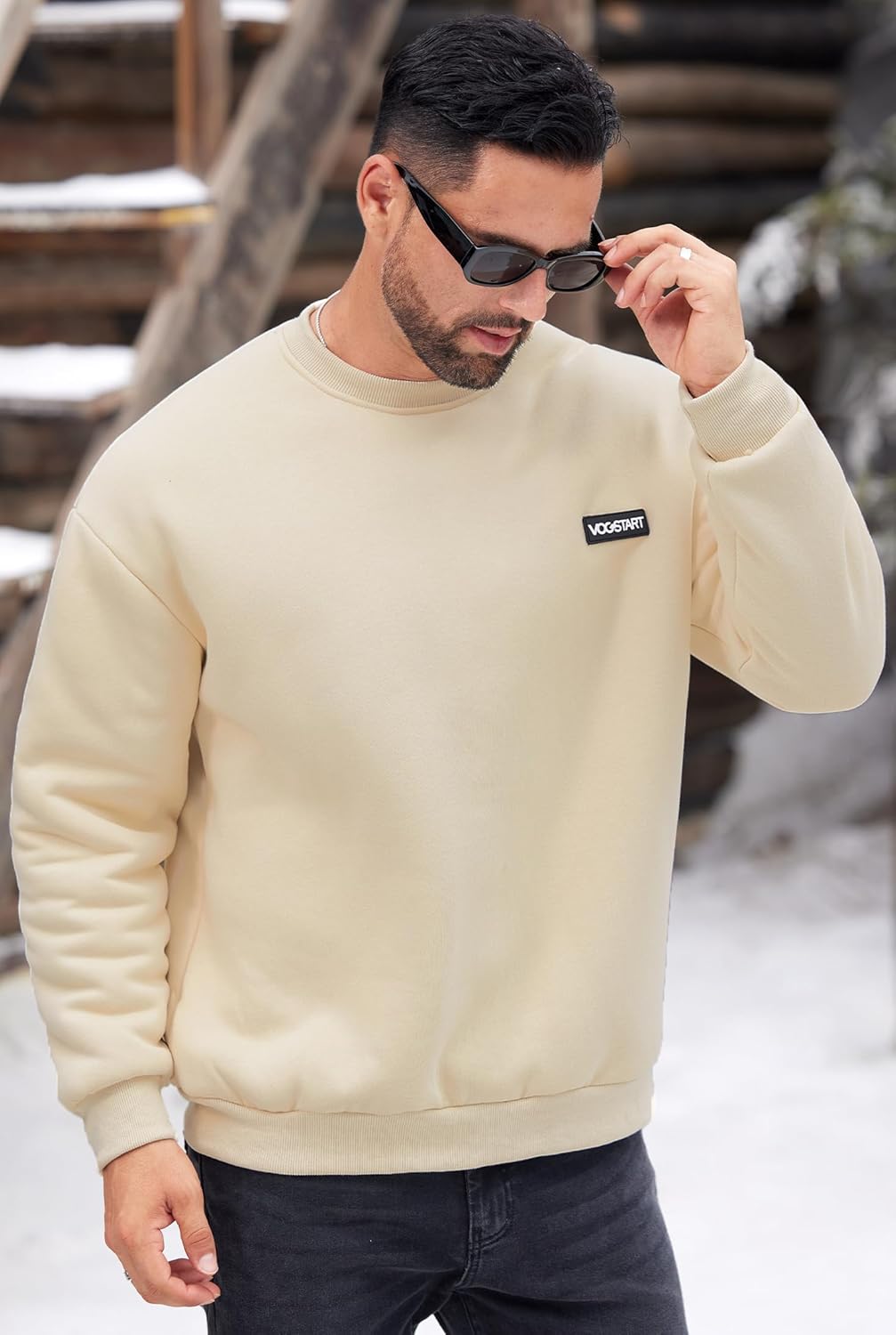 Men Sherpa-Lined Sweatshirt Thermal Winter Heavyweight Pullover(S-3XL) - Image 5