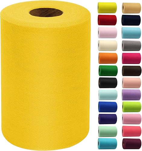 Miniatura 140 de Rollos de tela de tul rojo de 6 pulgadas por 100 yardas (300 pies), carrete de tela, cinta de tul para envoltura de regalos de Navidad, lazo de tutú