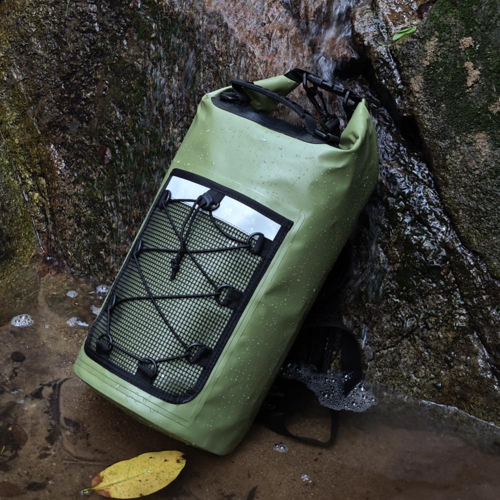 Zaino impermeabile Dry Bag da 30 l, con custodia impermeabile per sport acquatici, pesca, canottaggio, kayak, surf, rafting, regali, verde, 30 Liter, Sport acquatici all'aria aperta