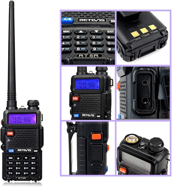 Retevis RT5R Walkie Talkie Largo Alcance, Doble Banda Emisora Radioaficionado, Chirp, 128 Canales Emisora, FM, Type-C, Walkie Talkie Profesional para Alarma de Emergencia(Negro, 1 Pieza) - 3