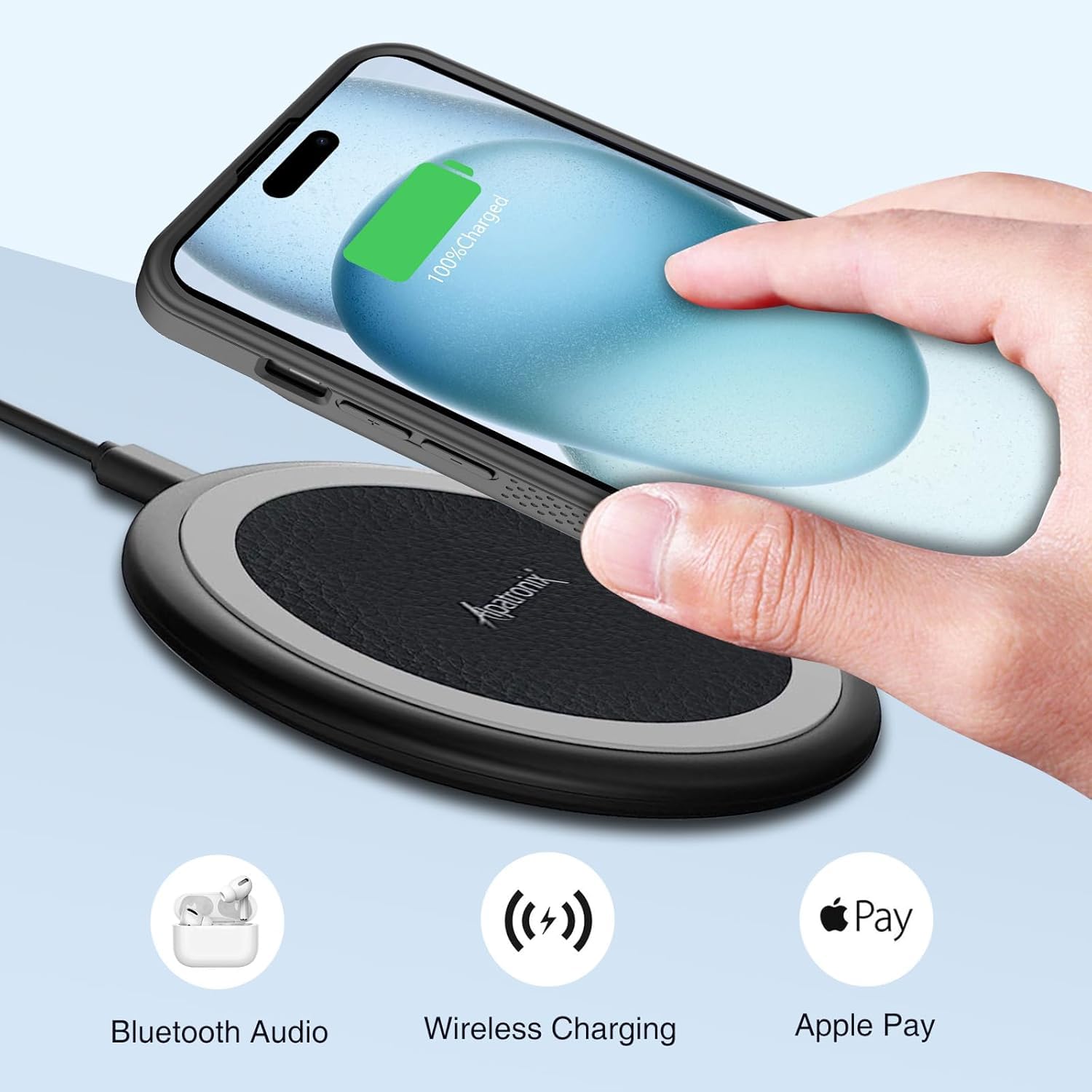 Alpatronix Funda de batería para iPhone 15 Pro y 15, funda protectora extendida portátil fuerte y delgada, carga rápida de 15 W, funda de carga inalámbrica de 7000 mAh, Apple Pay, CarPlay (BX15